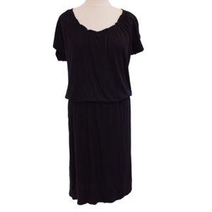 Talbots Black Casual Elastic Waist Scoop Neck Tee Shirt Dress- Sz. SP